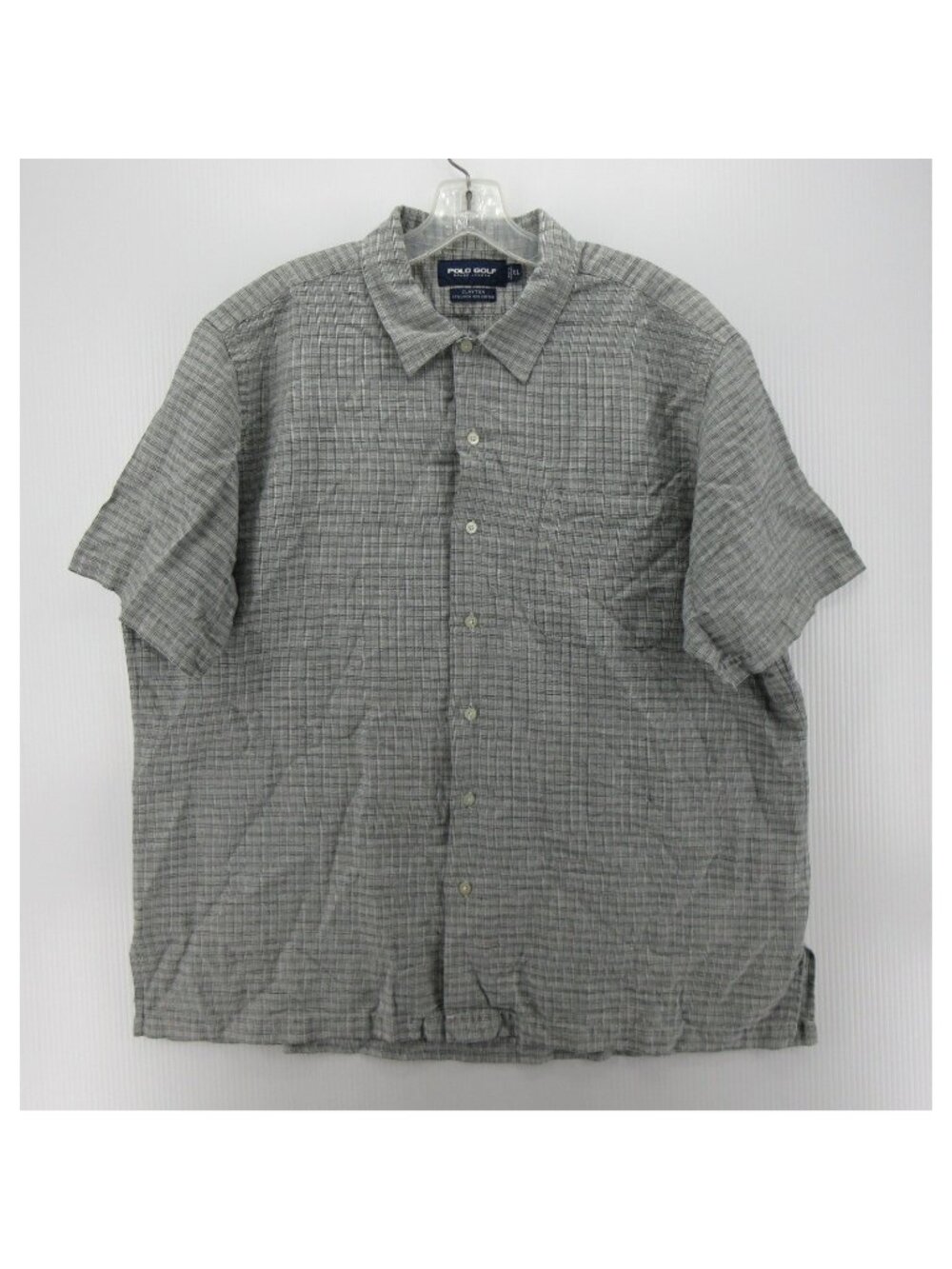 VGT Polo Ralph Lauren Golf Shirt XL Clayton Linen Blend Button Up Plaid